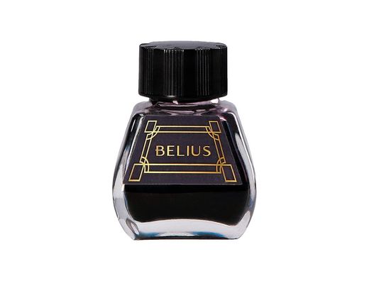 Pluma y frasco de tinta belius origen 1995 aluminio textura cepillada color negro tinta negra caja diseño