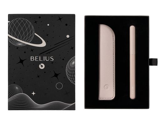 Pluma y funda de similpiel belius space b color minimalista gris tinta azul caja de diseño