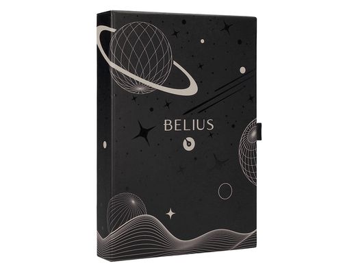 Pluma y funda de similpiel belius space b color minimalista gris tinta azul caja de diseño