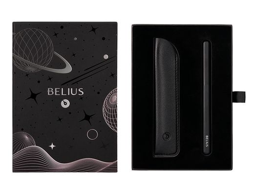 Pluma y funda de similpiel belius space b color minimalista negro tinta azul caja de diseño