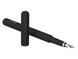 Pluma y funda de similpiel belius space b color minimalista negro tinta azul caja de diseño