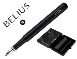 Pluma y funda de similpiel belius space b color minimalista negro tinta azul caja de diseño