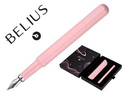Pluma y funda de similpiel belius space b color minimalista rosa tinta azul caja de diseño