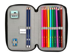 Plumier escolar antartik doble color coral 28 piezas