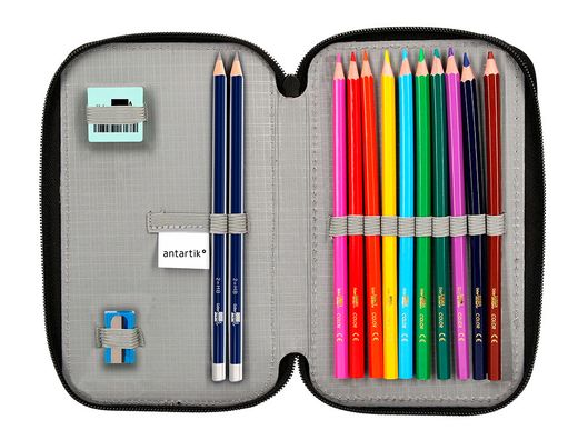 Plumier escolar antartik doble color coral 28 piezas
