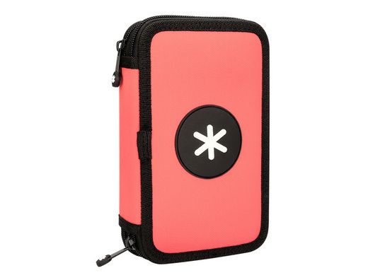 Plumier escolar antartik doble color coral 28 piezas