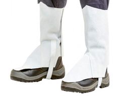 Polaina para soldador faru cuero al cromo ajustable con velcro y hebilla 40 cm