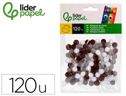 Pompones de colores liderpapel 1 cm tonalidades neutras bolsa con 120 unidades