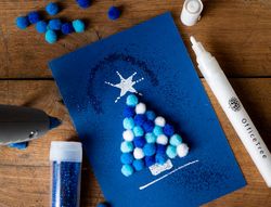 Pompones de colores liderpapel 1,5 cm tonalidades azules bolsa con 80 unidades