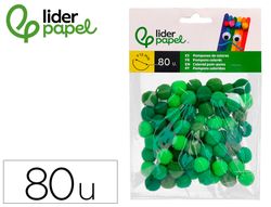 Pompones de colores liderpapel 1,5 cm tonalidades verdes bolsa con 80 unidades