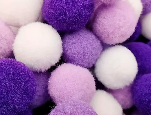 Pompones de colores liderpapel 1,5 cm tonalidades violeta bolsa con 80 unidades