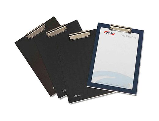 Porta bloc Pardo base PVC con pinza folio azul