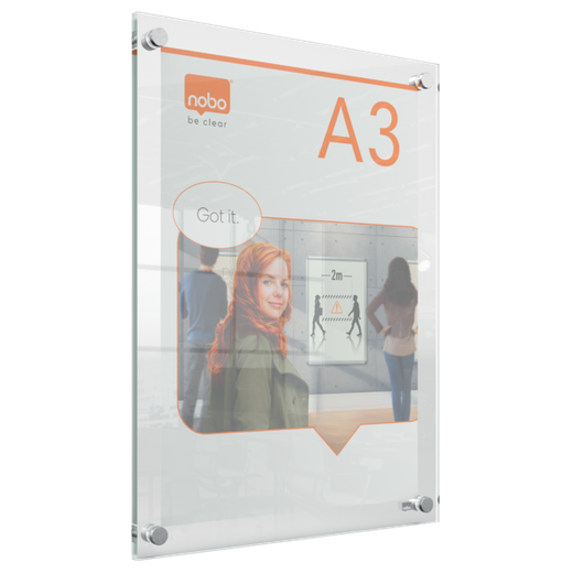 Porta póster acrílico transparente mural, A3