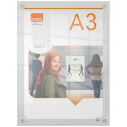 Porta póster acrílico transparente mural, A3