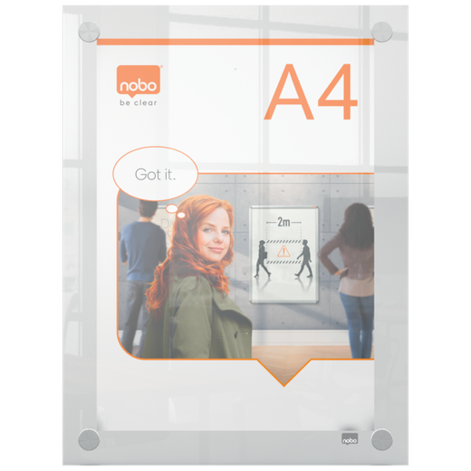 Porta póster acrílico transparente mural, A4