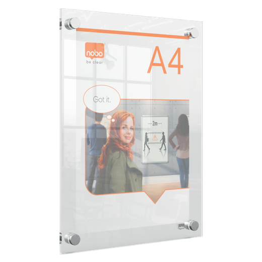 Porta póster acrílico transparente mural, A4