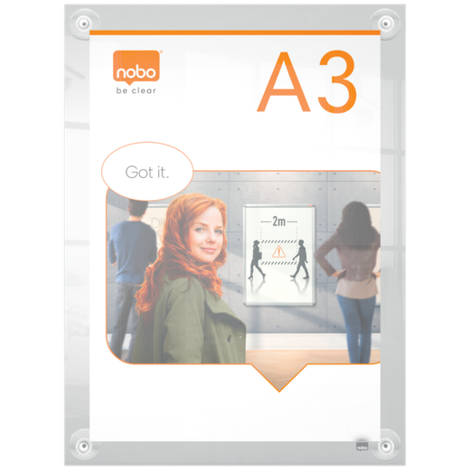 Porta póster acrílico transparente mural removible, A3