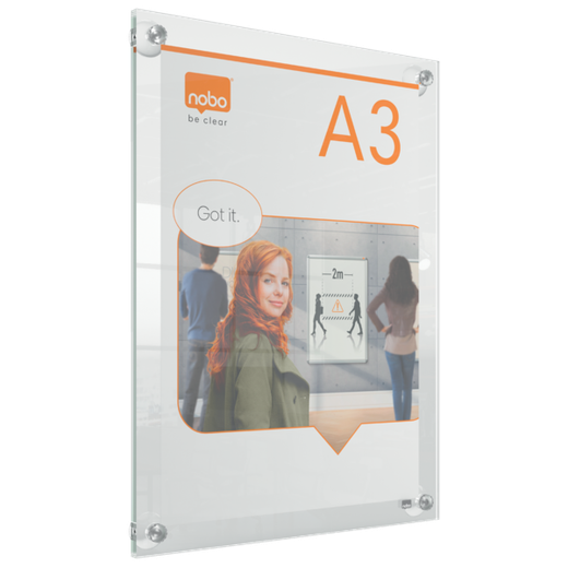Porta póster acrílico transparente mural removible, A3