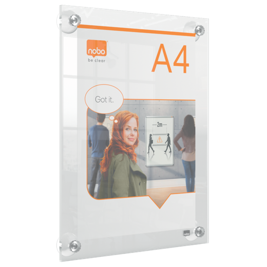 Porta póster acrílico transparente mural removible, A4