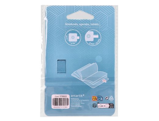Portaboligrafo autoadhesivo antartik para cuaderno note con elastico hasta 15 mm grosor 1 mm azul claro 40x40