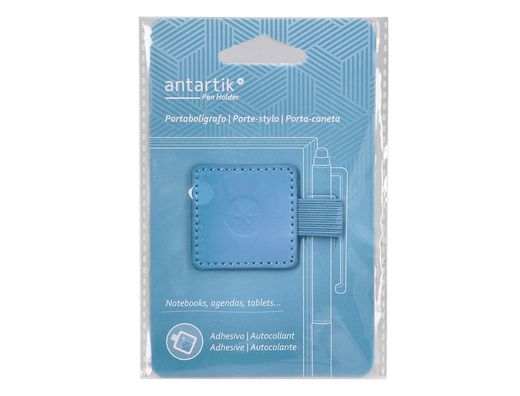 Portaboligrafo autoadhesivo antartik para cuaderno note con elastico hasta 15 mm grosor 1 mm azul claro 40x40