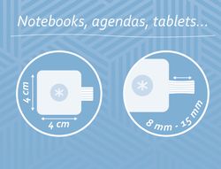 Portaboligrafo autoadhesivo antartik para cuaderno note con elastico hasta 15 mm grosor 1 mm azul claro 40x40