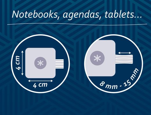 Portaboligrafo autoadhesivo antartik para cuaderno note con elastico hasta 15 mm grosor 1mm azul marino