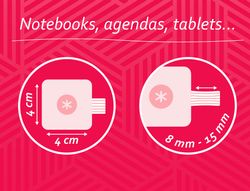 Portaboligrafo autoadhesivo antartik para cuaderno note con elastico hasta 15 mm grosor 1mm fucsia 40x40 mm
