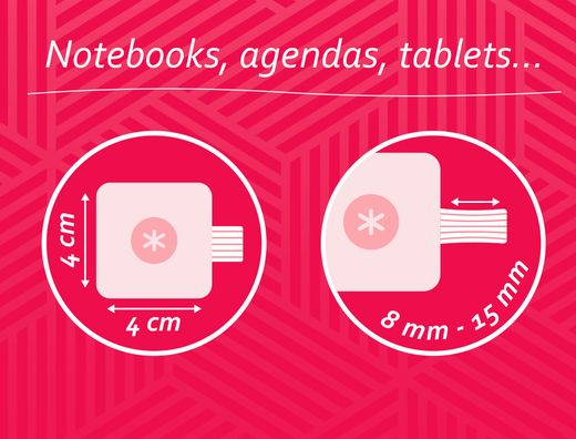 Portaboligrafo autoadhesivo antartik para cuaderno note con elastico hasta 15 mm grosor 1mm fucsia 40x40 mm