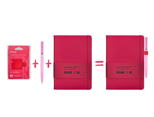 Portaboligrafo autoadhesivo antartik para cuaderno note con elastico hasta 15 mm grosor 1mm fucsia 40x40 mm