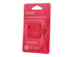 Portaboligrafo autoadhesivo antartik para cuaderno note con elastico hasta 15 mm grosor 1mm fucsia 40x40 mm