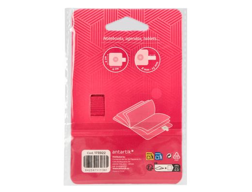 Portaboligrafo autoadhesivo antartik para cuaderno note con elastico hasta 15 mm grosor 1mm fucsia 40x40 mm