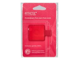 Portaboligrafo autoadhesivo antartik para cuaderno note con elastico hasta 15 mm grosor 1mm fucsia 40x40 mm