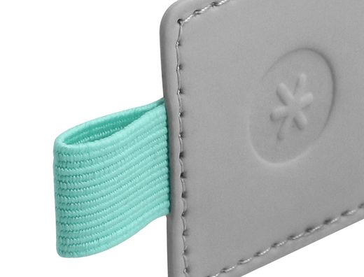 Portaboligrafo autoadhesivo antartik para cuaderno note con elastico hasta 15 mm grosor 1mm gris y turquesa