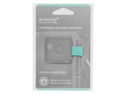 Portaboligrafo autoadhesivo antartik para cuaderno note con elastico hasta 15 mm grosor 1mm gris y turquesa