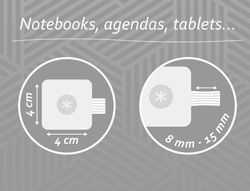 Portaboligrafo autoadhesivo antartik para cuaderno note con elastico hasta 15 mm grosor 1mm gris y turquesa