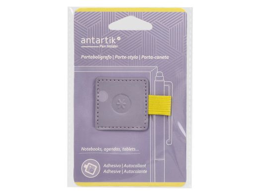 Portaboligrafo autoadhesivo antartik para cuaderno note con elastico hasta 15 mm grosor 1mm morado y amarillo