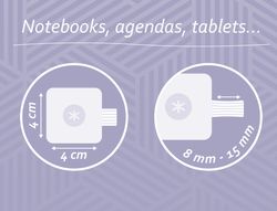 Portaboligrafo autoadhesivo antartik para cuaderno note con elastico hasta 15 mm grosor 1mm morado y amarillo