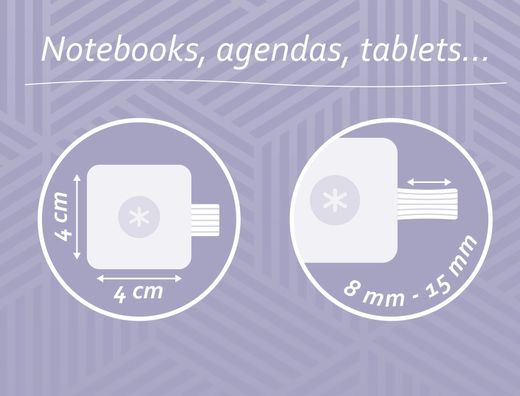 Portaboligrafo autoadhesivo antartik para cuaderno note con elastico hasta 15 mm grosor 1mm morado y amarillo