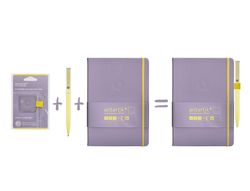 Portaboligrafo autoadhesivo antartik para cuaderno note con elastico hasta 15 mm grosor 1mm morado y amarillo