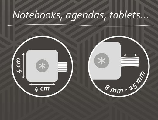 Portaboligrafo autoadhesivo antartik para cuaderno note con elastico hasta 15 mm grosor 1mm negro y rojo