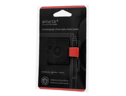 Portaboligrafo autoadhesivo antartik para cuaderno note con elastico hasta 15 mm grosor 1mm negro y rojo