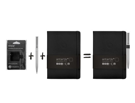 Portaboligrafo autoadhesivo antartik para cuaderno note con elastico hasta 15 mm grosor 1mm negro