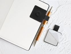 Portaboligrafo autoadhesivo antartik para cuaderno note con elastico hasta 15 mm grosor 1mm negro