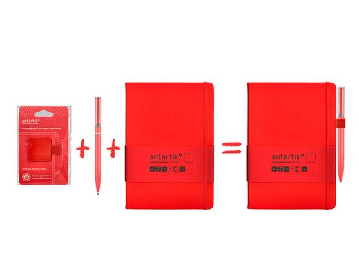 Portaboligrafo autoadhesivo antartik para cuaderno note con elastico hasta 15 mm grosor 1mm rojo 40x40 mm