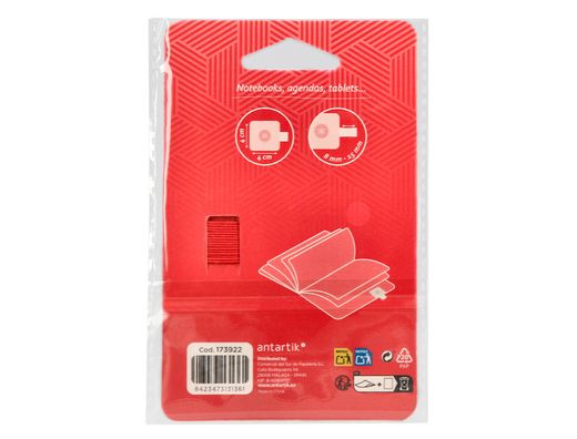 Portaboligrafo autoadhesivo antartik para cuaderno note con elastico hasta 15 mm grosor 1mm rojo 40x40 mm