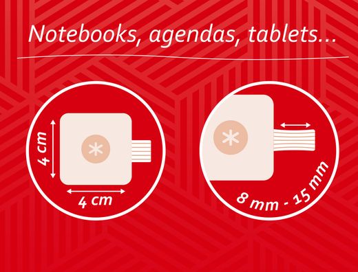Portaboligrafo autoadhesivo antartik para cuaderno note con elastico hasta 15 mm grosor 1mm rojo 40x40 mm
