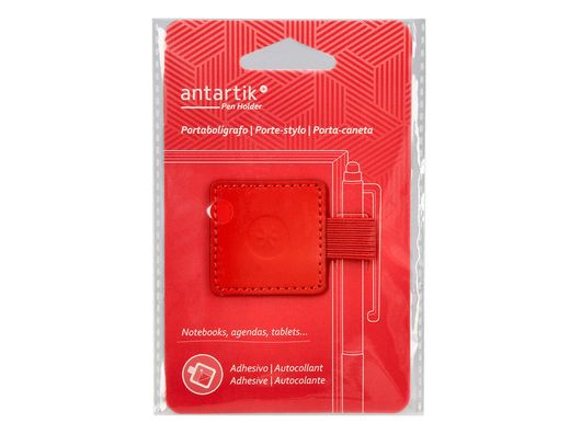 Portaboligrafo autoadhesivo antartik para cuaderno note con elastico hasta 15 mm grosor 1mm rojo 40x40 mm