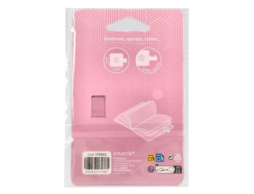 Portaboligrafo autoadhesivo antartik para cuaderno note con elastico hasta 15 mm grosor 1mm rosa 40x40 mm