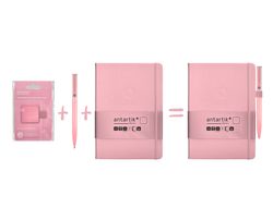 Portaboligrafo autoadhesivo antartik para cuaderno note con elastico hasta 15 mm grosor 1mm rosa 40x40 mm